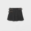 Pleated Rush Stitch Wool Miniskirt
