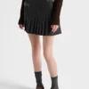 Pleated Rush Stitch Wool Miniskirt