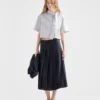 Pleated Silk Midi-Skirt