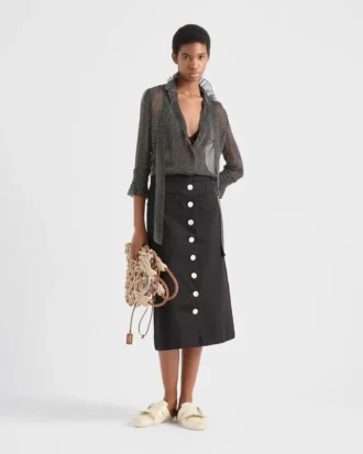 Polka-Dot Silk Chiffon Shirt