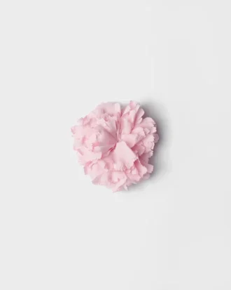 Poplin and Metal Flower Brooch