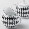 Porcelain Milk Jug and Sugar Bowl Set – Checkerboard