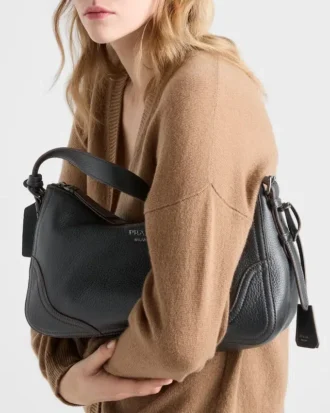 Prada Aimae Large Leather Shoulder Bag