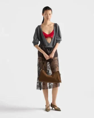 Prada Aimae Large Nubuck Leather Shoulder Bag