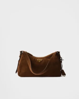 Prada Aimae Medium Suede Shoulder Bag