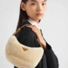 Prada Arqua Shearling and Leather Shoulder Bag