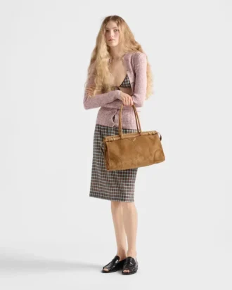 Prada Bonnie Large Suede Handbag