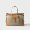 Prada Bonnie Linen and Leather Tote Bag