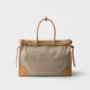 Prada Bonnie Linen and Leather Tote Bag