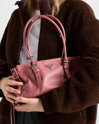 Prada Bonnie Medium Antiqued Leather Tote Bag