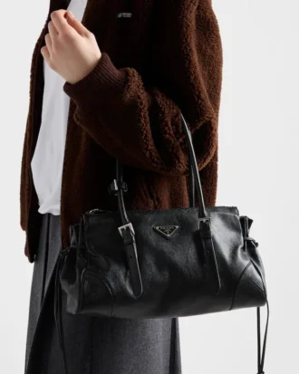 Prada Bonnie Medium Antiqued Leather Tote Bag