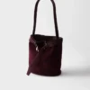 Prada Buckle Belted Suede Bucket Bag