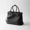 Prada Buckle Large Leather Bag with Studded Belt