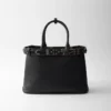 Prada Buckle Large Leather Bag with Studded Belt