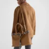 Prada Buckle Large Leather Bag with Studded Belt