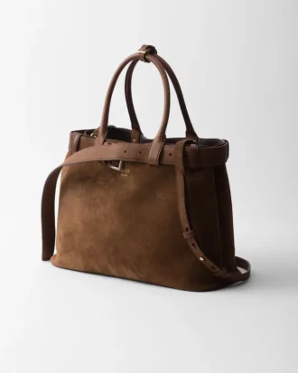Prada Buckle Large Suede Bag with Belt