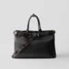 Prada Buckle Leather Bag with Studded Belt