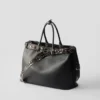 Prada Buckle Leather Bag with Studded Belt