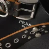 Prada Buckle Leather Bag with Studded Belt