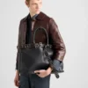 Prada Buckle Leather Bag with Studded Belt