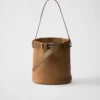 Prada Buckle Leather Bucket Bag with Belt