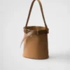 Prada Buckle Leather Bucket Bag with Belt