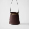 Prada Buckle Leather Bucket Bag with Jeweled Belt