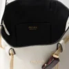 Prada Buckle Leather Bucket Bag with Jeweled Belt