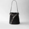 Prada Buckle Leather Bucket Bag with Studded Belt