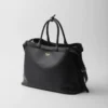 Prada Buckle Leather Handbag with Double Belt