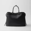 Prada Buckle Leather Handbag with Double Belt