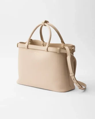 Prada Buckle Medium Leather Handbag with Double Belt