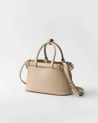 Prada Buckle Small Leather Handbag with Double Belt