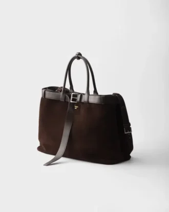Prada Buckle Suede Bag with Belt
