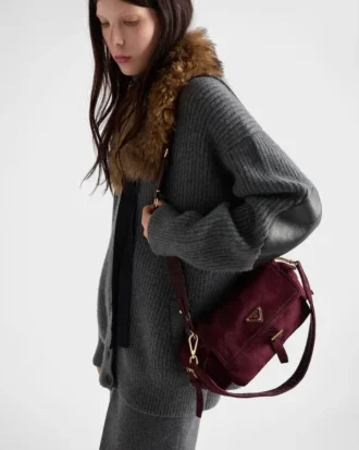 Prada Explore Medium Suede Shoulder Bag with Flap