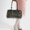 Prada Galleria Medium Nappa Leather Bag with Fringe and Studs