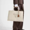 Prada Jardiniare Extra-Large Linen Blend Tote Bag