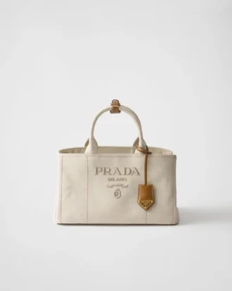 Prada Jardiniare Large Linen Blend Handbag