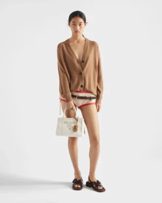 Prada Jardiniare Small Linen Blend Handbag