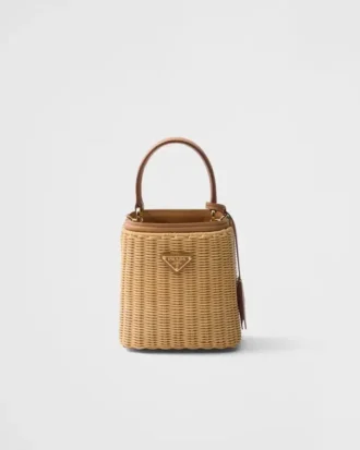 Prada Panier Mini Wicker and Leather Bag
