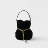 Prada Petit Sac Noir Mini Velvet and Nappa Leather Bucket Bag