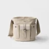 Prada Route Mini Canvas and Leather Bucket Bag