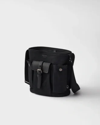 Prada Route Mini Canvas and Leather Bucket Bag