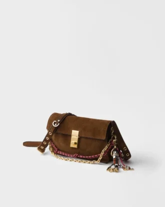 Prada Soft Sound Small Suede Shoulder Bag