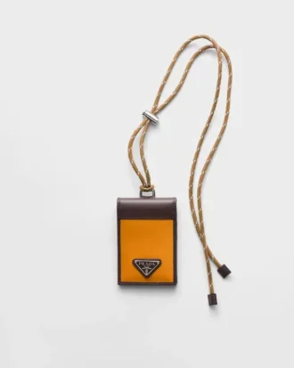 Prada Speedrock Re-Nylon and Leather Card Holder with Strap