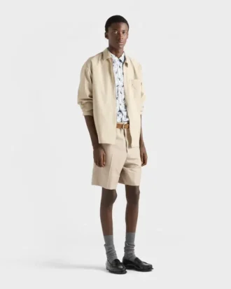 Printed Cotton Blend Bowling Shirt