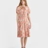 Printed Pleated Ponga Dress