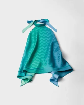 Printed Silk Twill Halter Top