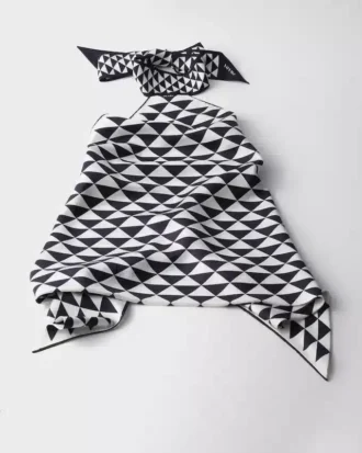 Printed Silk Twill Halter Top