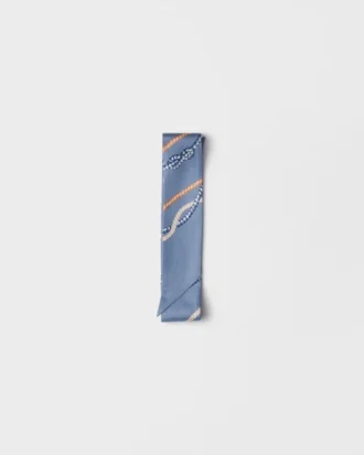 Printed Silk Twill Skinny Scarf